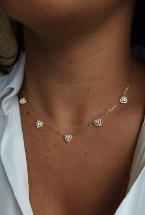 COLAR 5 CORAÇÕES OURO